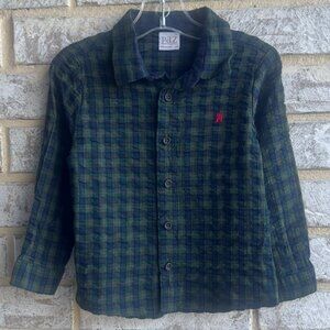 Paz Rodriguez Long Sleeve Button Up Blue/Green Plaid Shirt Boys Size 36 Months